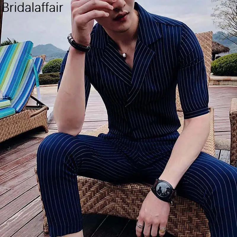 Slim Rayures Usure Bleu veste Manches Imprimé Bal Hommes De Noir À marine 2 Smoking Courtes Pantalon Formelle Kuson Costumes 2018 Costume Tailored Pcs Fit ardoisé YZqqCwd