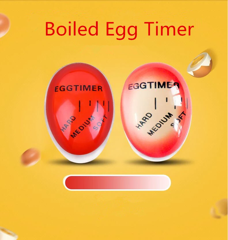 

1pcs Egg Perfect Color Changing Timer Yummy Soft Hard Boiled Eggs Cooking Kitchen Eco-Friendly Resin Egg Timer Red timer tools