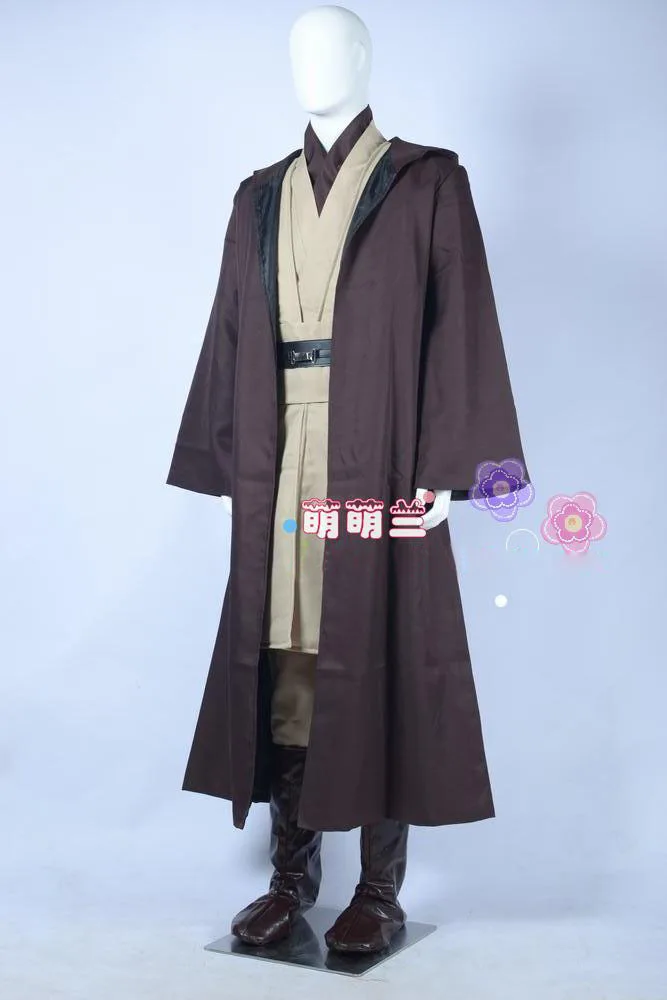 Star Wars Jedi Master Obi-Wan Kenobi Ben Tunic COSplay Costume Outfit+Cloak/Robe 