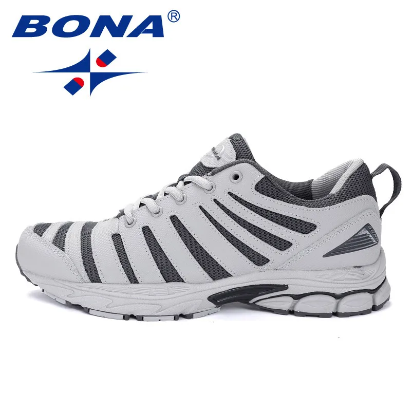 BONA/Новинка; Bassics; стильные мужские кроссовки для бега; прогулочные беговые кроссовки; спортивная обувь на шнуровке; удобная спортивная обувь для мужчин - Цвет: LIGHT GREY