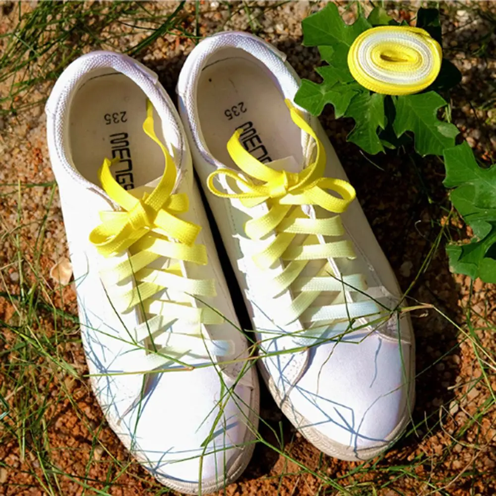 Быстро раскупаемый 1 пара плоский градиент цвета конфеты изменение цветная обувь на шнурках вечерние походные ботинки шнурки тканевые шнурки спортивные шнурки