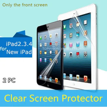 2 шт./лот дешевая низкая цена hd Передняя прозрачная защитная пленка для экрана для IPad 2, 3, 4 защитная пленка картонная упаковка и можно проверить онлайн