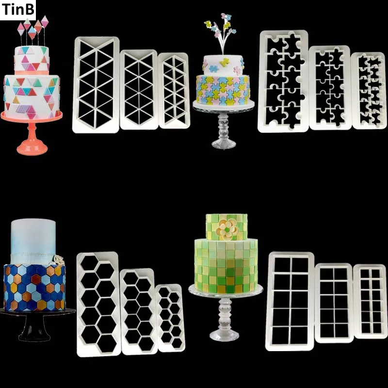 Geometry Cookie Cutters Fondant Cutter Puzzle Hexagon Cake Mold Baking