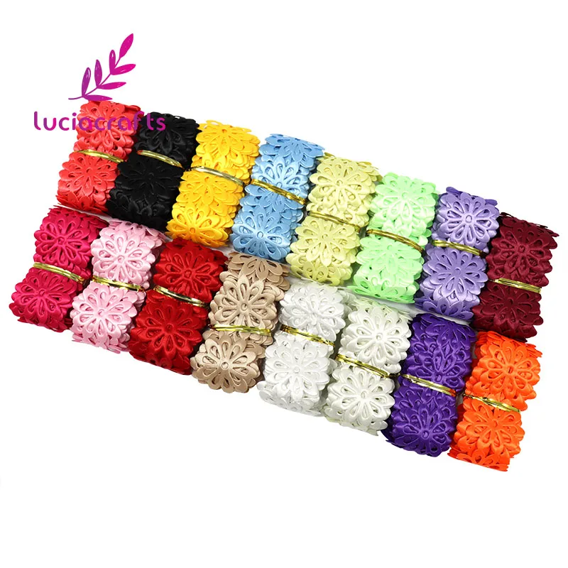 Lucia crafts 2y/лот 40 мм Разноцветные ажурные ленты с цветами Швейные изделия ручной