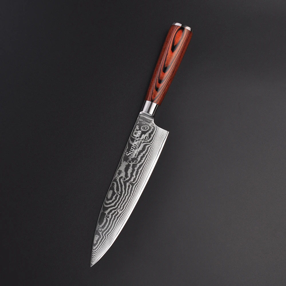 Набор кухонных ножей SUNNECKO 7 шт., нож шеф-повара 73 слоя, дамасский VG10 стальной бритвенный острый нож с деревянной ручкой Pakka