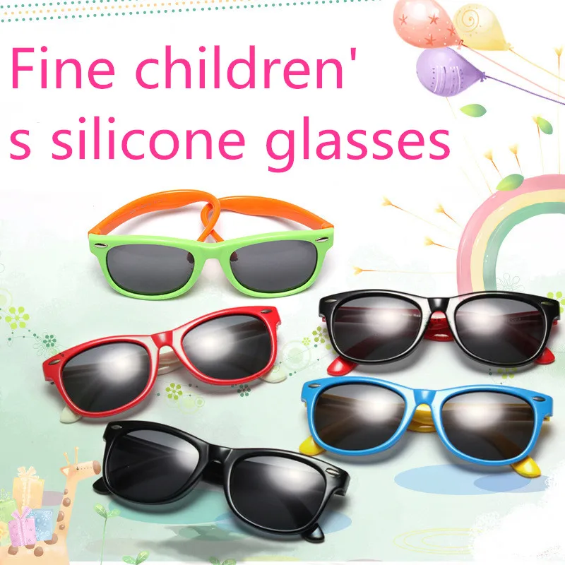 NewTR90 Силиконовые Детские поляризованные солнцезащитные очки квадратной формы для мальчиков и Girls'Glasses UV400, фирменный дизайн, мягкие солнцезащитные очки
