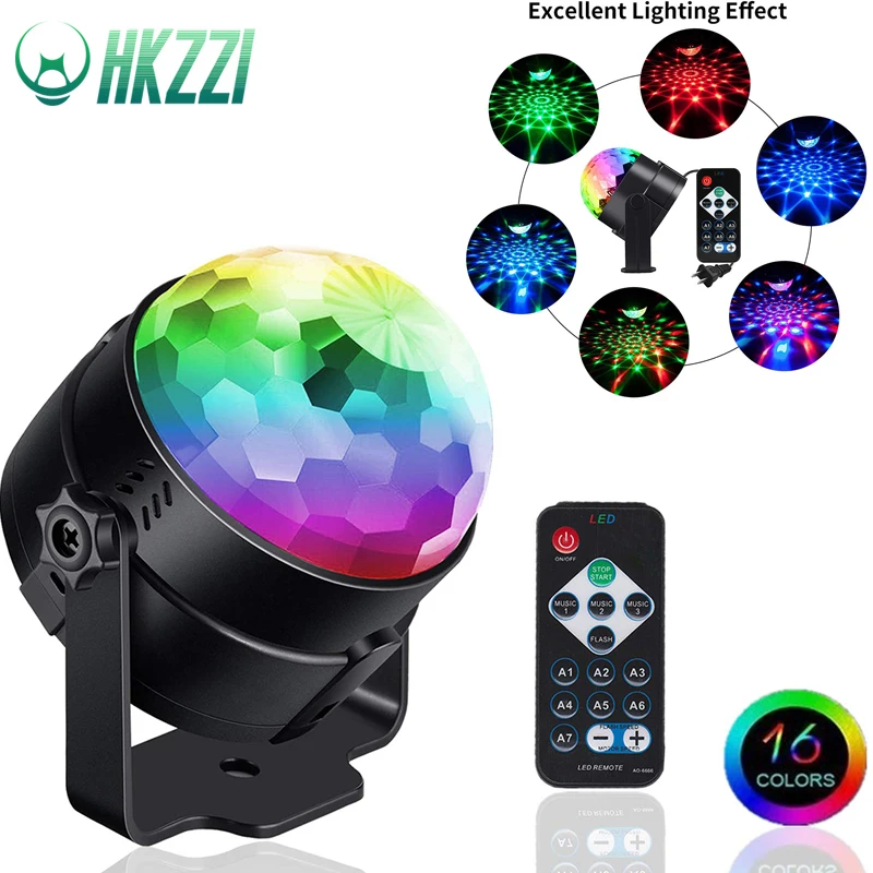 

HKZZI Sound Activated Rotating Disco Ball Party Lights Strobe Light 3W RGB LED Stage Lights For Christmas Home KTV Xmas Wedding
