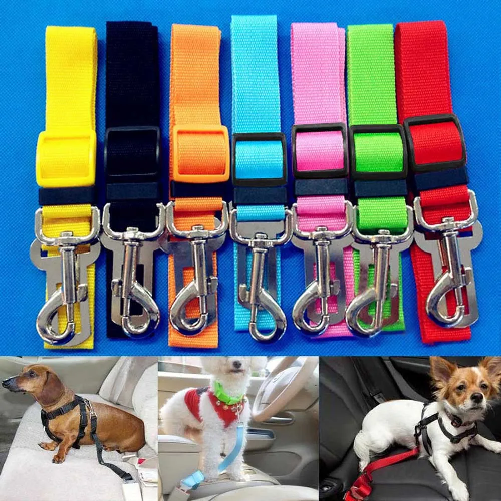 Adjustable Pet Cat Dog Car Safety Belt Collars Pet Restraint Lead Leash travel Clip Car Safety