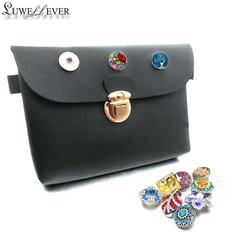 New Brand 004 Bag Snap Button Purse Pu leather Wallet Bags Charms