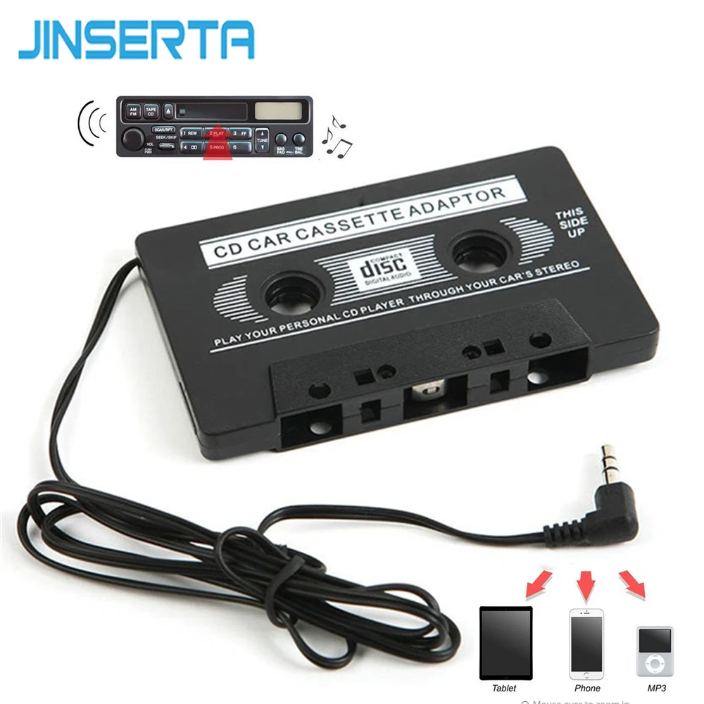 

JINSERTA Car-styling Universal 3.5mm AUX Car Audio Cassette Tape Adapter Transmitters for MP3 Cell phone Black Auto