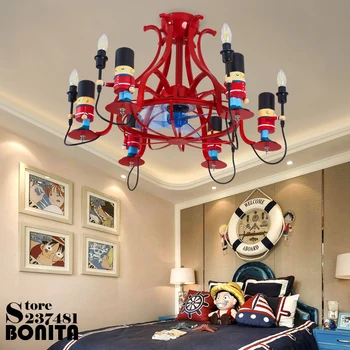 

British soldier fan light ceiling hanging lights bedroom Invisible fan light nutcracker Puppet little man pendant lamp led
