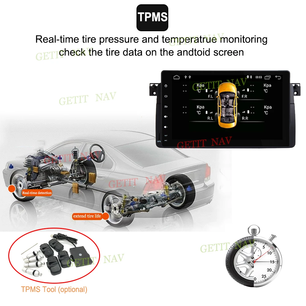 Best DSP Chip 9" 1 Din Car Multimedia player Android 9 GPS Autoradio Stereo System For BMW/E46/M3/Rover/3 Series 4GB + 64GB FM Radio 3