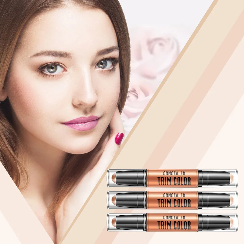 Face Make-Up Concealer Pen Multi Effect Double Head 3D Bronzer Highlighter Stick Texture Contour Pencil Foundation TSLM1