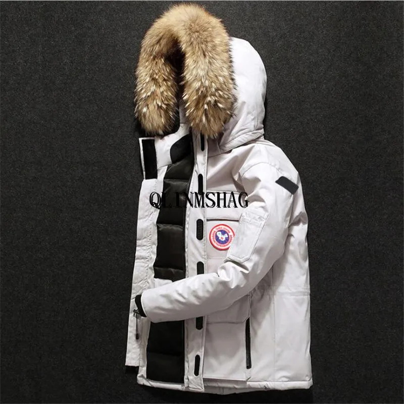 

QLINMSHAG 2019 Canadian men and women bride and groom Korean version long coat popular handsome thick winter jacket