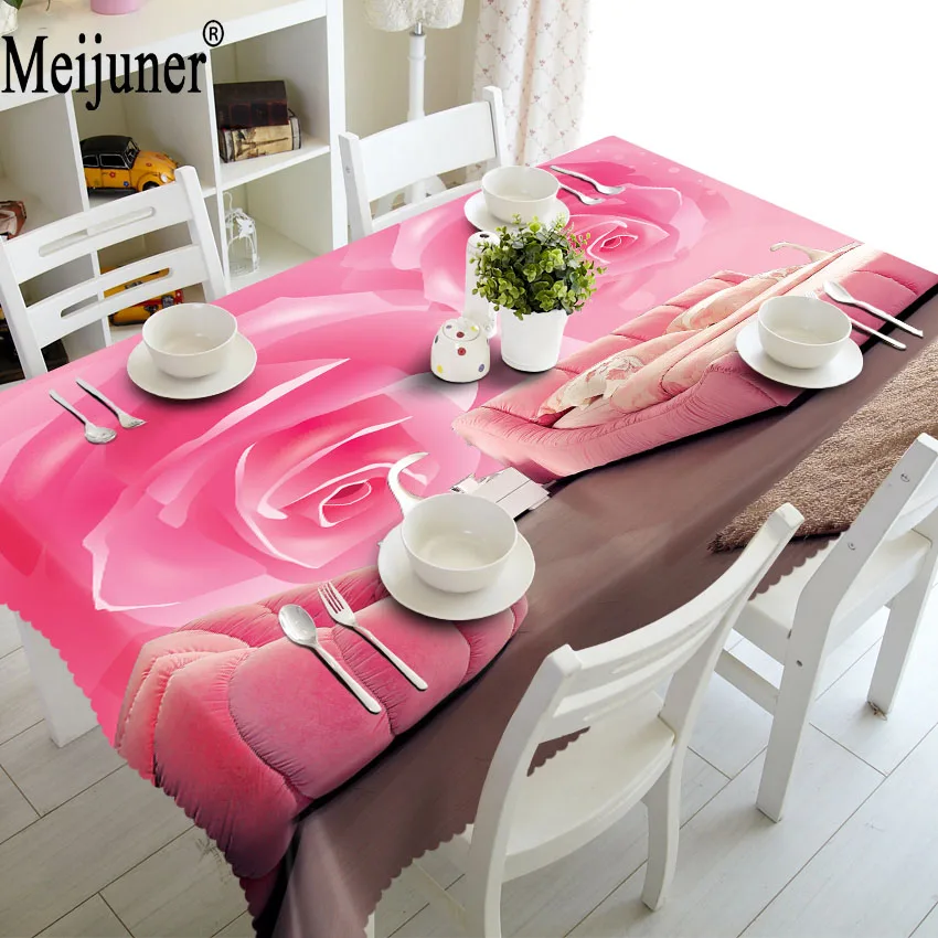 Meijuner День Святого Валентина романтическая 3D скатерть Пылезащитная прикроватная ткань для шкафа безвкусная Заказная OEM розовая скатерть - Цвет: B