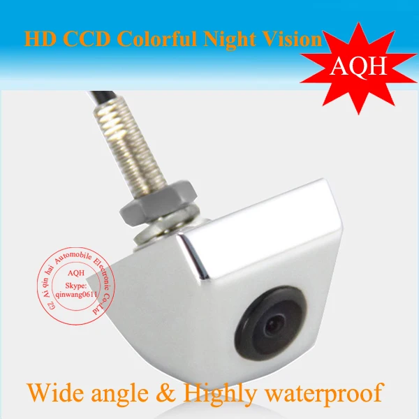 

Free shipping universal White Car CCD 1/3"reverse view Camera & rearview camera stainless metal cover waterproof parking camera