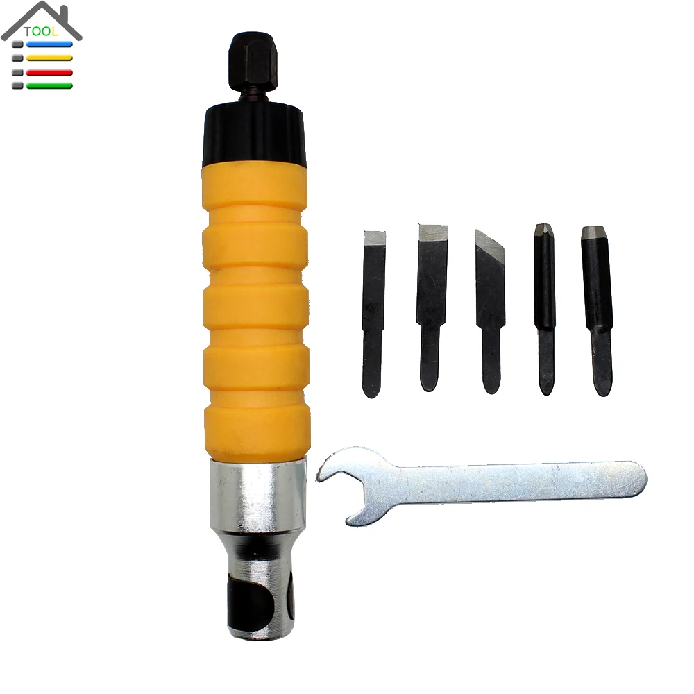 

Handpiece Power Chisel Hammer Chuck Kit with 5 Chisels Wood Carving Woodworking Tool fits Flexible Shaft