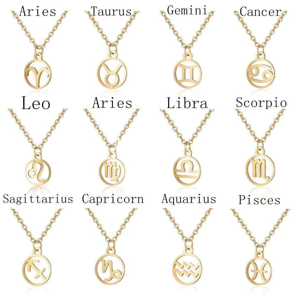 

QIAMNI 12 Star Zodiac Constellation Necklace Horoscope Astrology Disc Galaxy Signs Necklaces Party Birthday Gift for Women Men