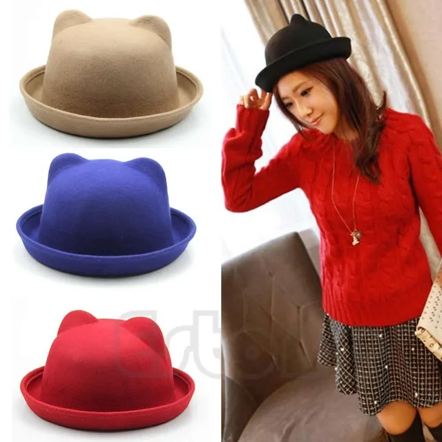 Free-Shipping-New-Unisex-Wool-Parent-Child-Fedora-Bowler-Hats-Derby-Cat-Ear-Cap.jpg_640x640