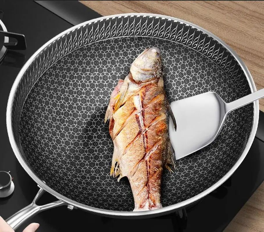 Stainless Steel Wok Non-stick Pan Without Oil Smoke Uncoated Household Wok Pan Induction Pot Kitchen Pot Frying Pan Cooking Pot