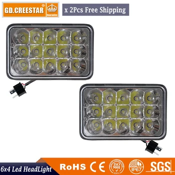 

45W 4x6 6x4 inch Rectangle Kenworth LED Headlight Replacement HID Xenon H4651 H4652 H4656 H4666 H6545 H4 led headLights X2PCS
