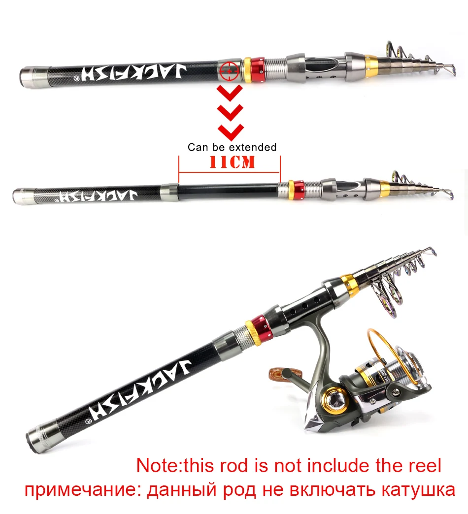 JACKFISH 99% углеродное волокно телескопическая удочка 1,8-3,6 м короткие морские удочки телескопическая удочка Спиннинг удочка