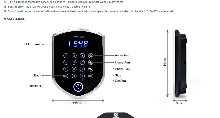 HOMSECUR lcd Беспроводная gsm-система с автонабором домашняя офисная охранная сигнализация + Приложение