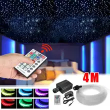 28 ключ беспроводной RF волоконно-оптический Мерцающий СВЕТОДИОДНЫЙ 16 Вт RGBW двигатель 4 м x 0,75 мм x 250 шт.+ 15x1 мм+ Кристалл Оптическое волокно звездное небо потолочный светильник
