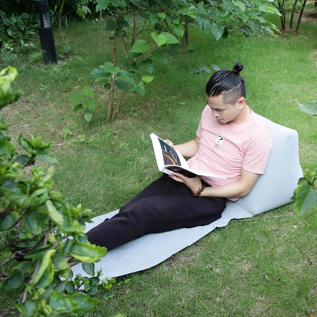Inflatable Beach Sunbathing Camp Lounger Back Pillow Cushion Chair Air Sleep Bed Lying Seating Inflatable Beach Cushion Chair