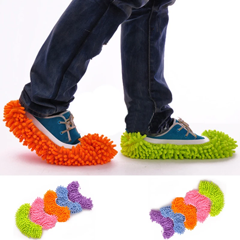 

10Pcs/Lot New Multifunctional Chenille Micro Fiber Slipper Shoe Cover Clean Slippers Lazy Drag Shoe Mop Caps Household Tools