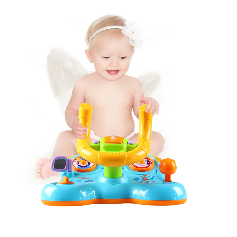 Детская игрушка, управляющая рулевым колесом и оснащенная подсветкой, зеркалом, музыкой, звуками вождения, Детские Игрушки для раннего образования