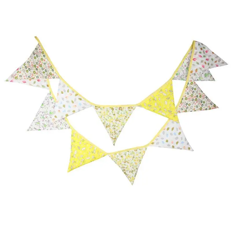 

12 Flags 3.2m Flowers Printed Pennant Flags Bunting Wedding Home Festival Party Decoration Banner