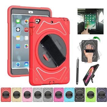 

XSKEMP For iPad Air2 iPad 6 9.7 A1566 A1567 Case 3 Layer Rugged Shockproof Silicone Protective Stand Kids Child Safe Case Cover