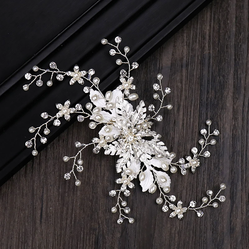 Hair Combs Hair Clips Accessories Rhinestone Pearl Silver Headbands For Women Bride Wedding Hair Jewelry