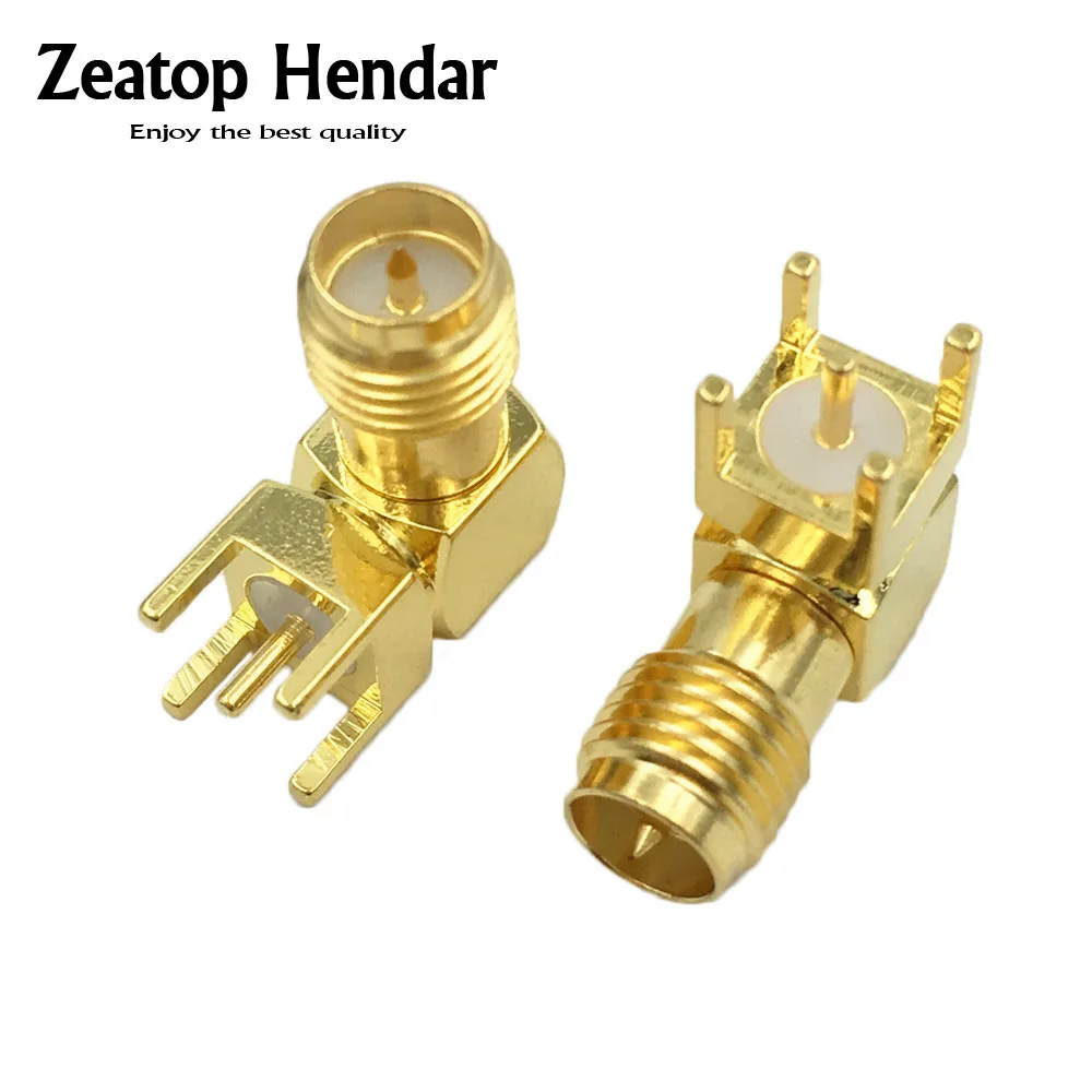 10Pcs Gold RP SMA Male Adapter PCB Mount RP SMA Male Pin Jack Right ...