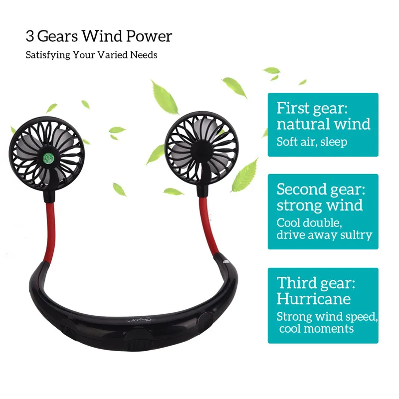 

Headphone Design Electric Mini Fan USB Rechargeable Personal Neck Fan Hand Free Creative Small Fan Running Outdoor Exercise 31