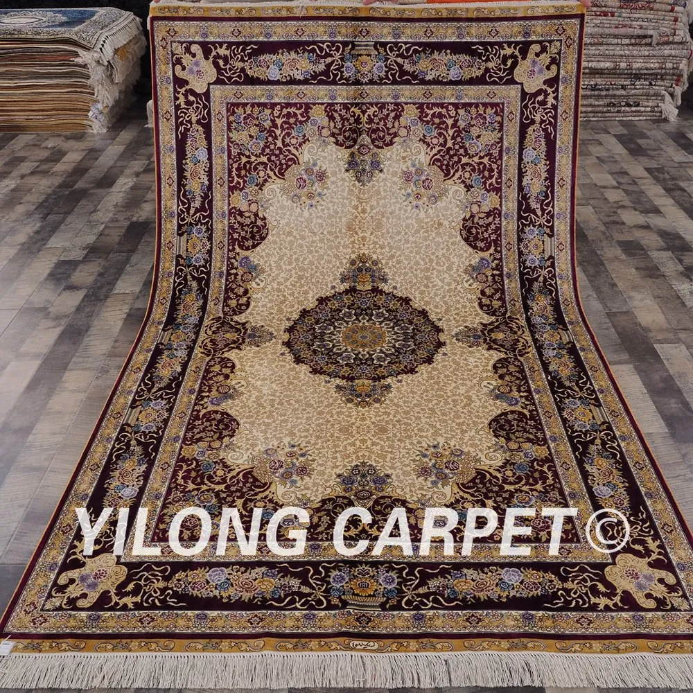Yilong 5'x8 ручной работы персидские ковры традиционный медальон турецкий Шелковый ковер(SWP011A5x8