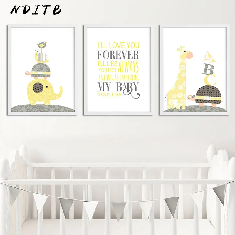 NDITB мультфильм холст Художественная живопись плакаты Детские стихи печать