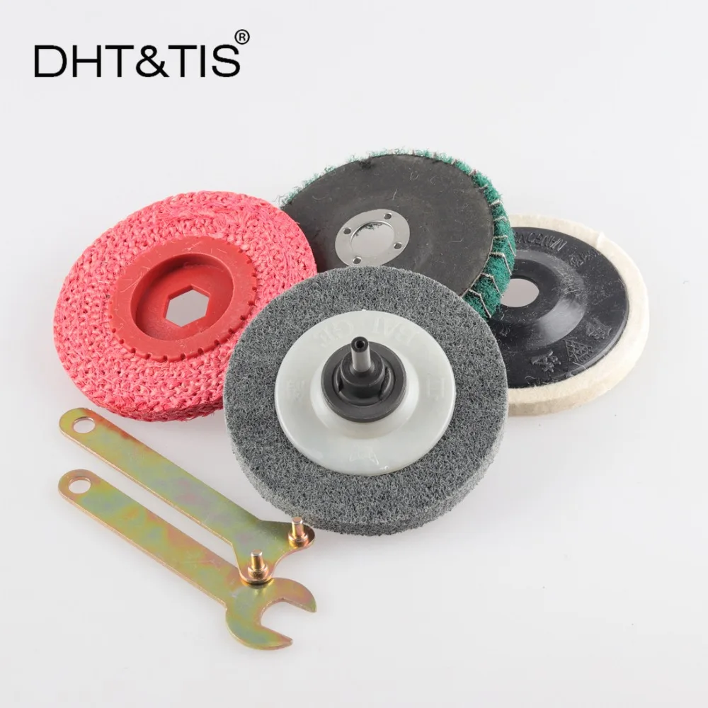 DHT&TIS 4 pieces 4"/100mm Stainless Steel Aluminum Grinding Polishing Stainless Steel Polishing Kit For Angle Grinder