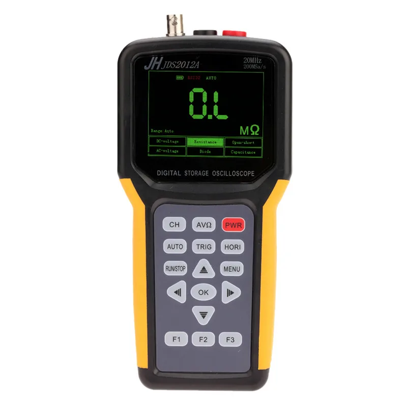 

Jinhan JDS2012A Digital oscilloscope Multimeter 200MSa/s 1 channel 2k record length 20MHz oscilloscope kit handheld oscilloscope