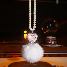 Автомобильный кулон Лисий шар для волос кристалл персик в форме Кристалл Алмаз авто зеркало заднего вида отделка украшение мода