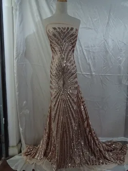 

5yard/lot classic embroidered tulle Fabric with strechy Fashionable sequins Embroidered lace fabric for evening dress