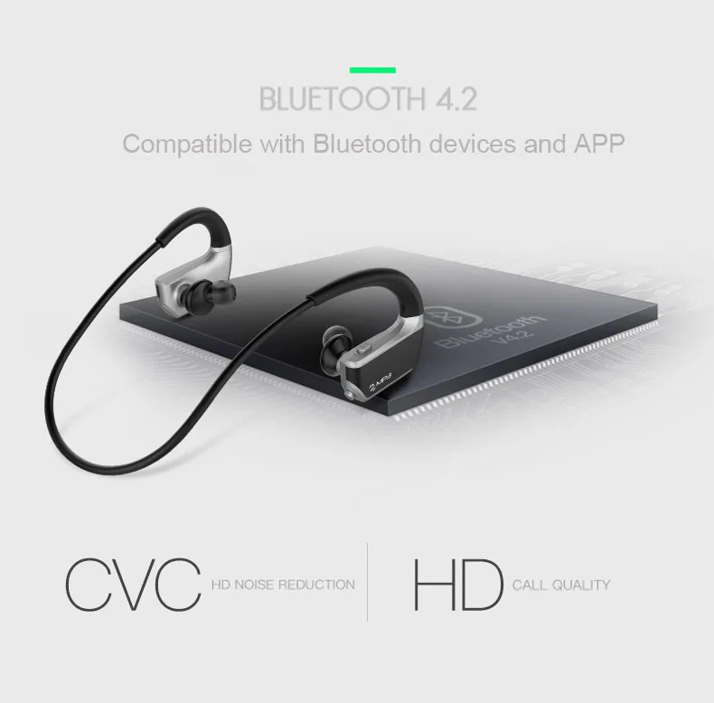 Askmeer J2 Wireless Bluetooth Earphone Sport Stereo Earbuds Headset In Ear Earpiece with Microphone+8GB Mp3 Player Two Play Mode (9)
