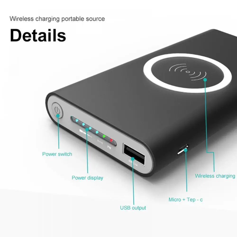 Wireless 20000mah Powerbank Charger Universal Built-in Ports Quick Charge Power bank 2USB Bank Charging Wireless 20000mah Powerbank Charger Universal Built-in Ports Quick Charge Power bank 2USB Bank Charging