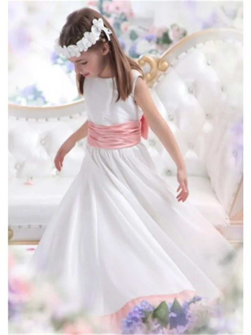 2017 Высокое Качество Первое Причастие EmpireDresses Для Детей Scalloped Длиной до пола
