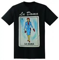 Мексиканская Loteria LA Dama черная футболка забавные
