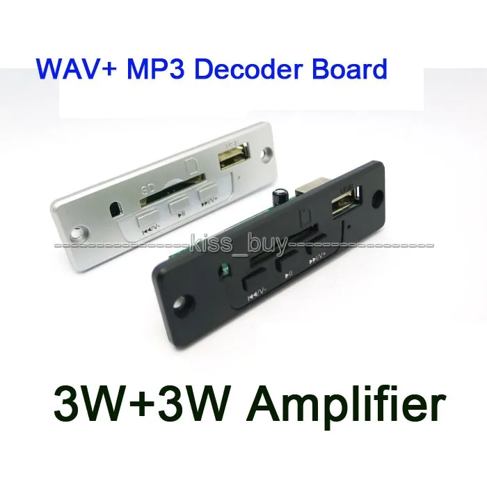 

3.7V-5V Power MP3 WAV Format decoder board 3W + 3W Amplifier SD/MMC U Disk MP3 module decoding audio Support Bluetooth sticker