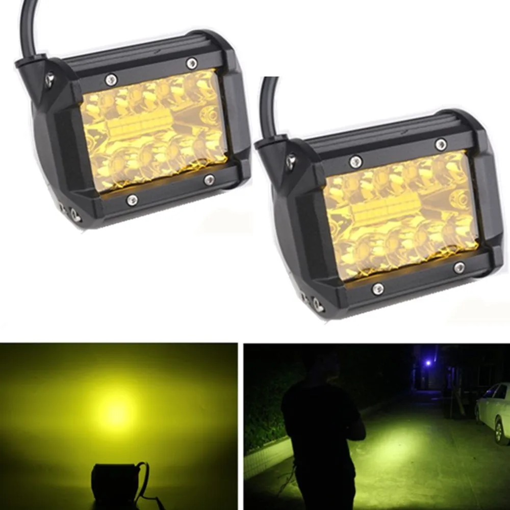 2 pcs 12V 24V 60W Led Work Light White/Amber 4inch Led Driving Light Bar For Jeep SUV ATV Motorcycle Truck 4x4 Boat