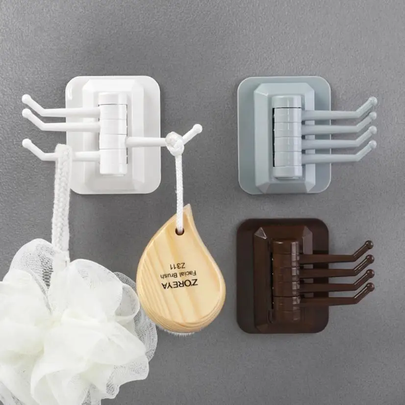 

Rotary Hook Rotary 4-Hook Kitchen Bathroom Wall Rack Towel Rack Without Screw and Trackless Hook Dropshipping 18aug16