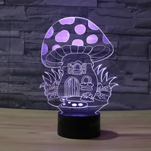 Горячая 3D свет гриб 2 Иллюзия креативная Светодиодная лампа с сенсорным выключателем фигурка Рождественский подарок 7 цветов Изменение